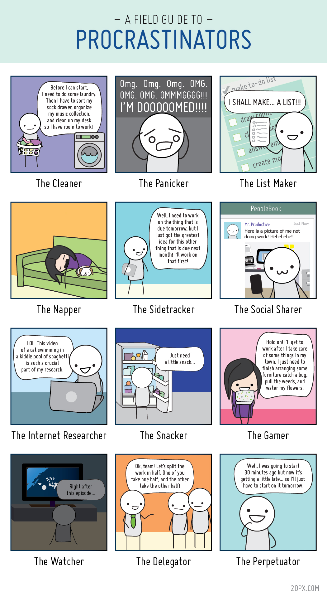 We all procrastinate in so many different ways and get so deep into it until we find ourselves buried under many ideas and tasks wondering how to stop procrastinating. We know we NEED to get things done. These things can ultimately grow our business and instead of getting it done, we procrastinate. Oh and how we can get really creative doing it! Are any of these procrastinators you? http://virtualpea.com/how-to-stop-procrastinating/